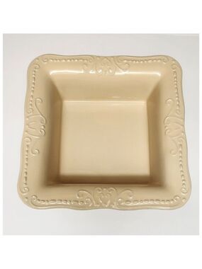 Isabella. Vintage Large Rectangular Beige Stoneware 12" Baking Dish Pan